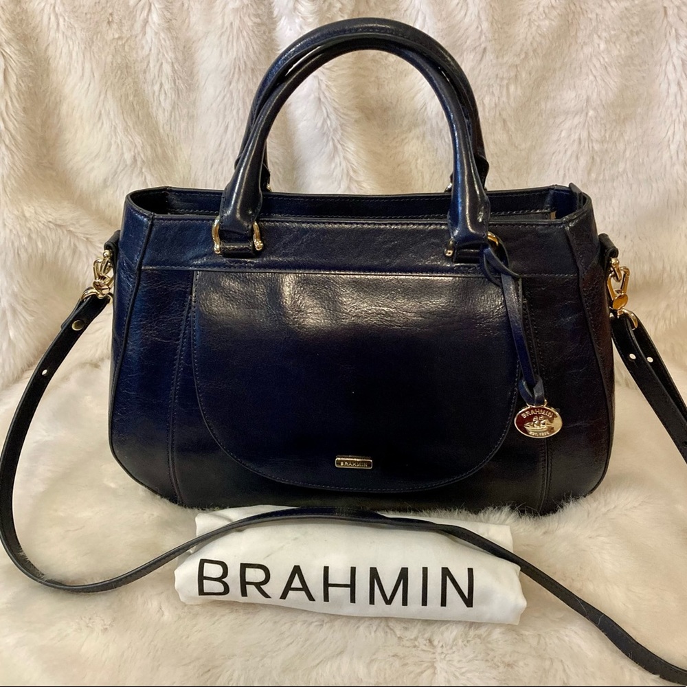 RAELYNN:  Navy Brahmin Topsail Satchel